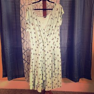 Sea-foam Swallow Faux Wrap Dress